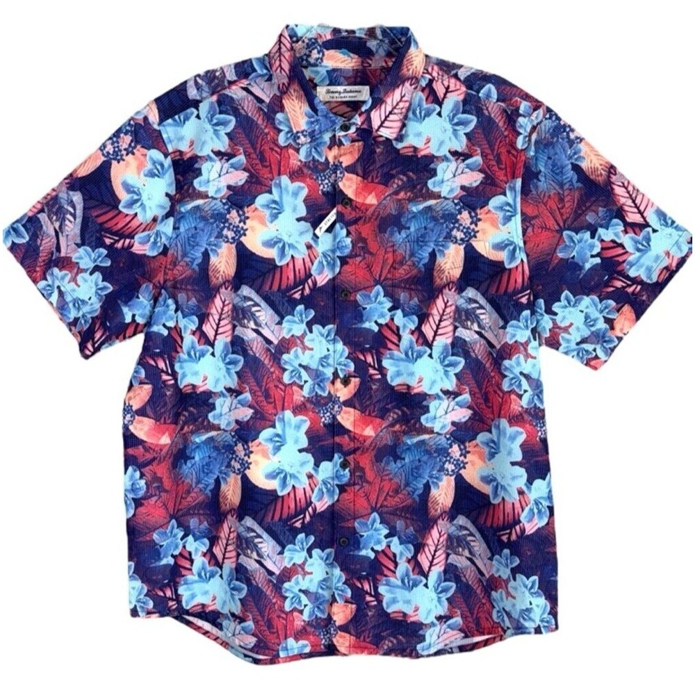 Tommy Bahama Mens‎ Large Techno Flora IslandZone Short Sleeve Camp Shirt